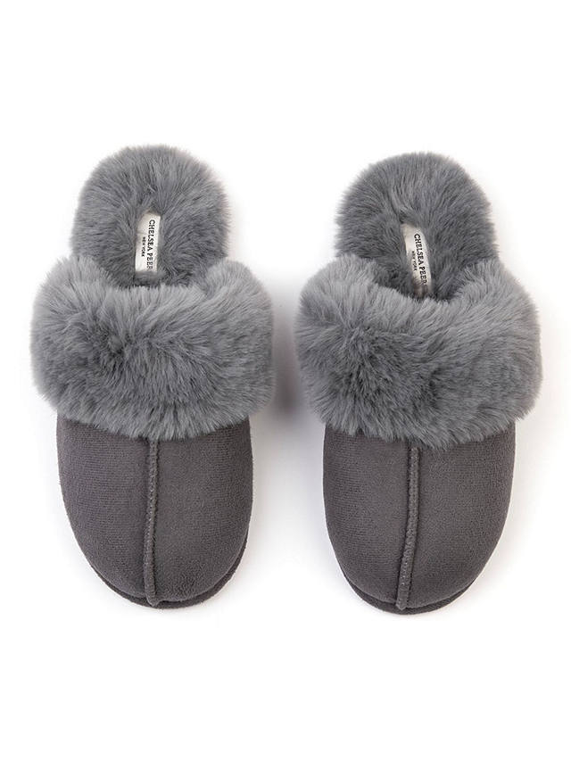 Chelsea Peers Suedette Cuffed Dome Slippers, Grey