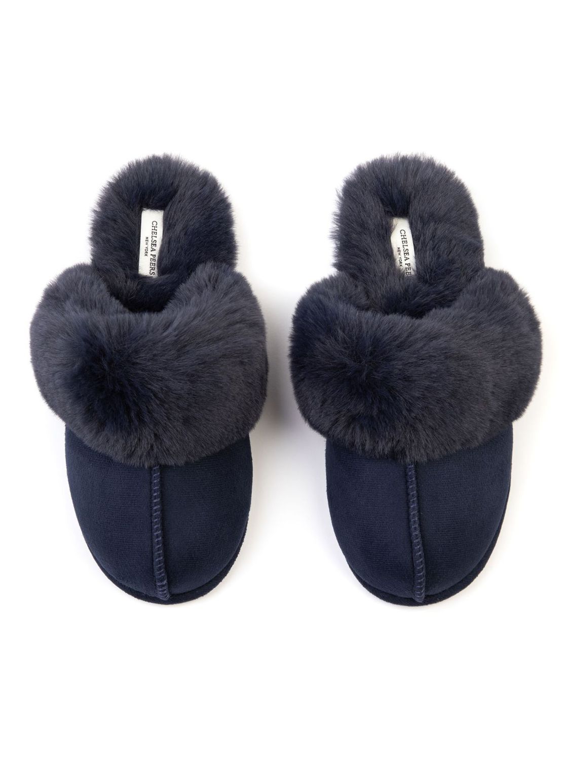Chelsea Peers Suedette Cuffed Dome Slippers, Navy at John Lewis & Partners