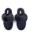 Chelsea Peers Suedette Cuffed Dome Slippers, Navy