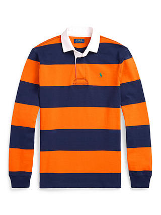 Polo Ralph Lauren Classic Fit Striped Jersey Rugby Shirt, Newport Nv/Sail Org