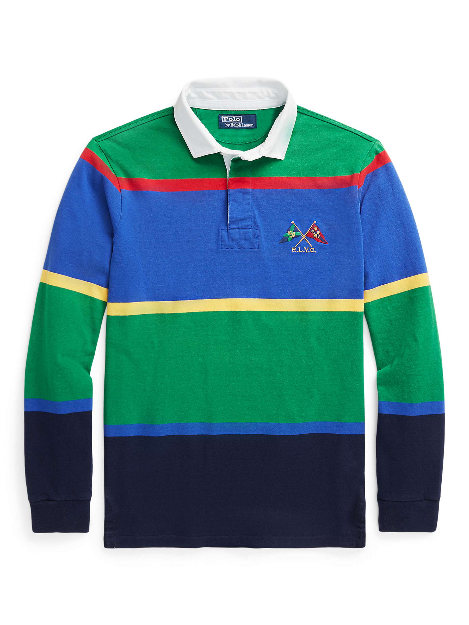 Buy Ralph Lauren Classic Fit Striped Rugby Shirt, Hillside Green/Multi Online at johnlewis.com