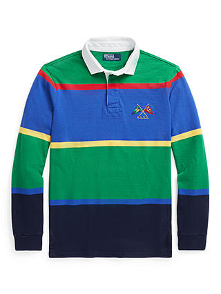 Ralph Lauren Classic Fit Striped Rugby Shirt, Hillside Green/Multi