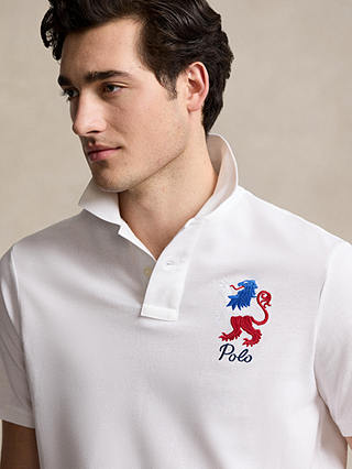 Ralph Lauren Classic Fit Embroidered Mesh Polo Shirt, White