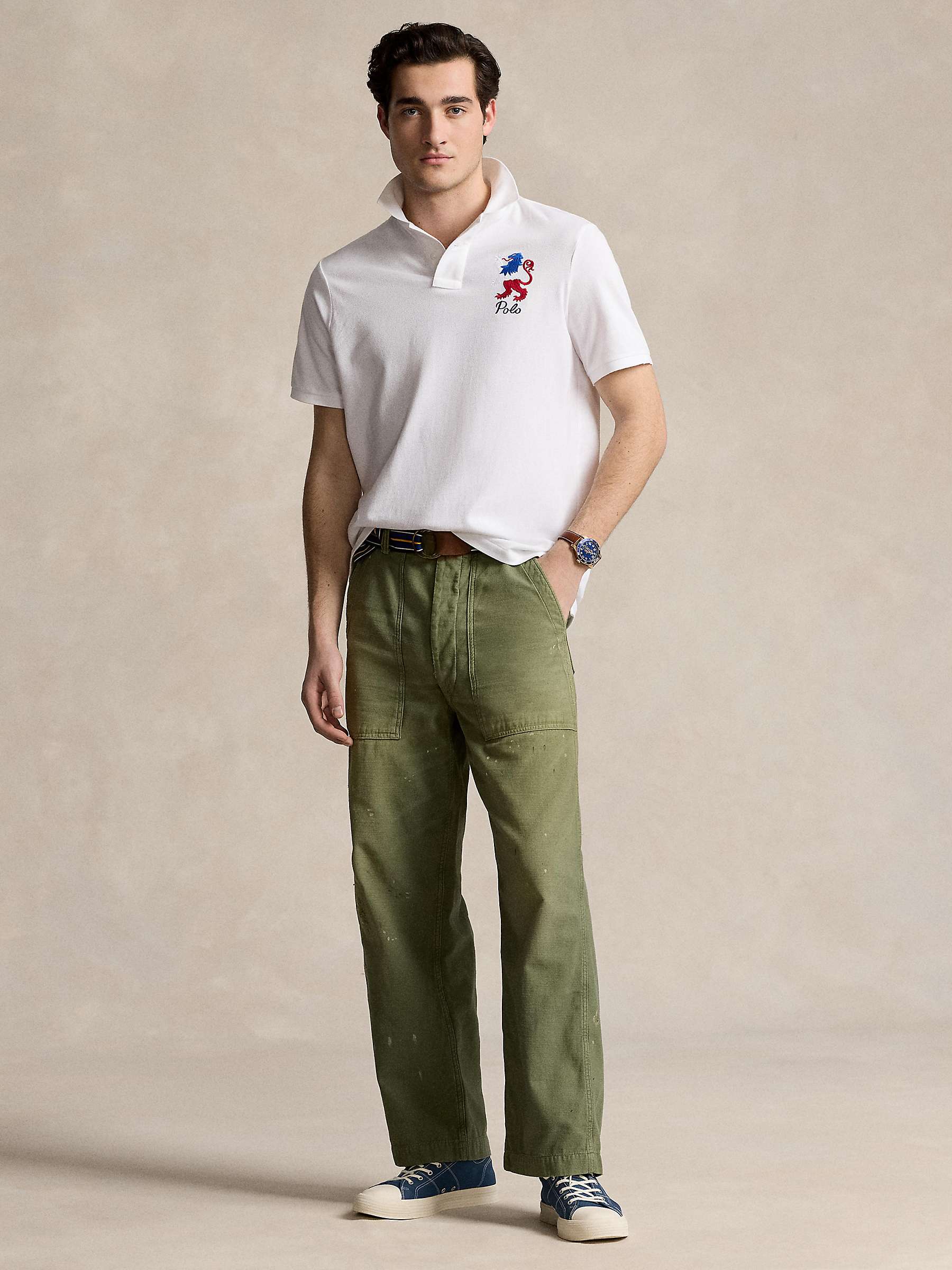 Buy Ralph Lauren Classic Fit Embroidered Mesh Polo Shirt, White Online at johnlewis.com