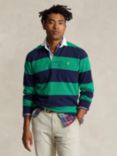 Polo Ralph Lauren Classic Fit Striped Jersey Rugby Shirt, Newport Nv/Hs Green