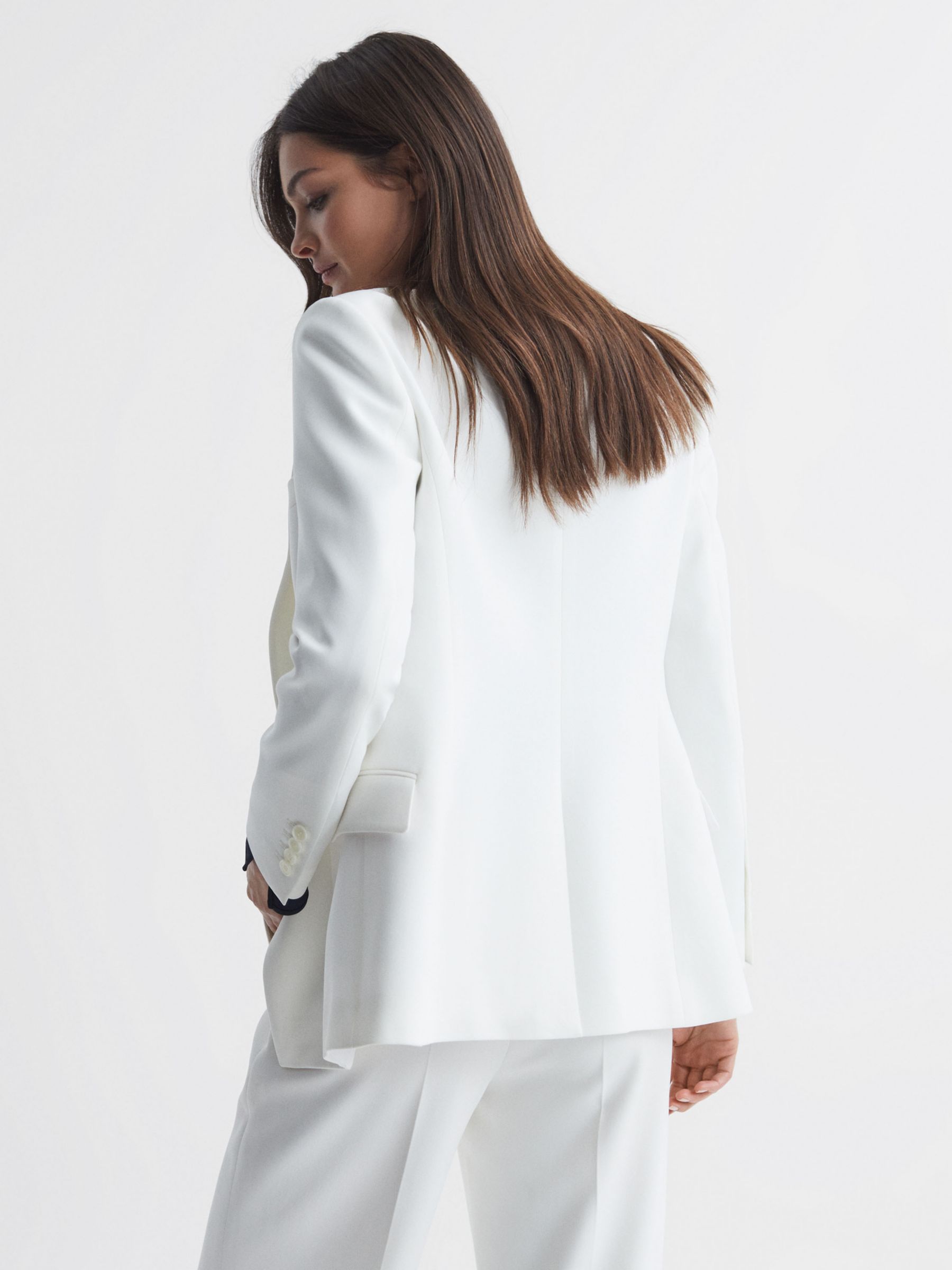 Buy Reiss Petite Sienna Double Breasted Crepe Blazer, White Online at johnlewis.com