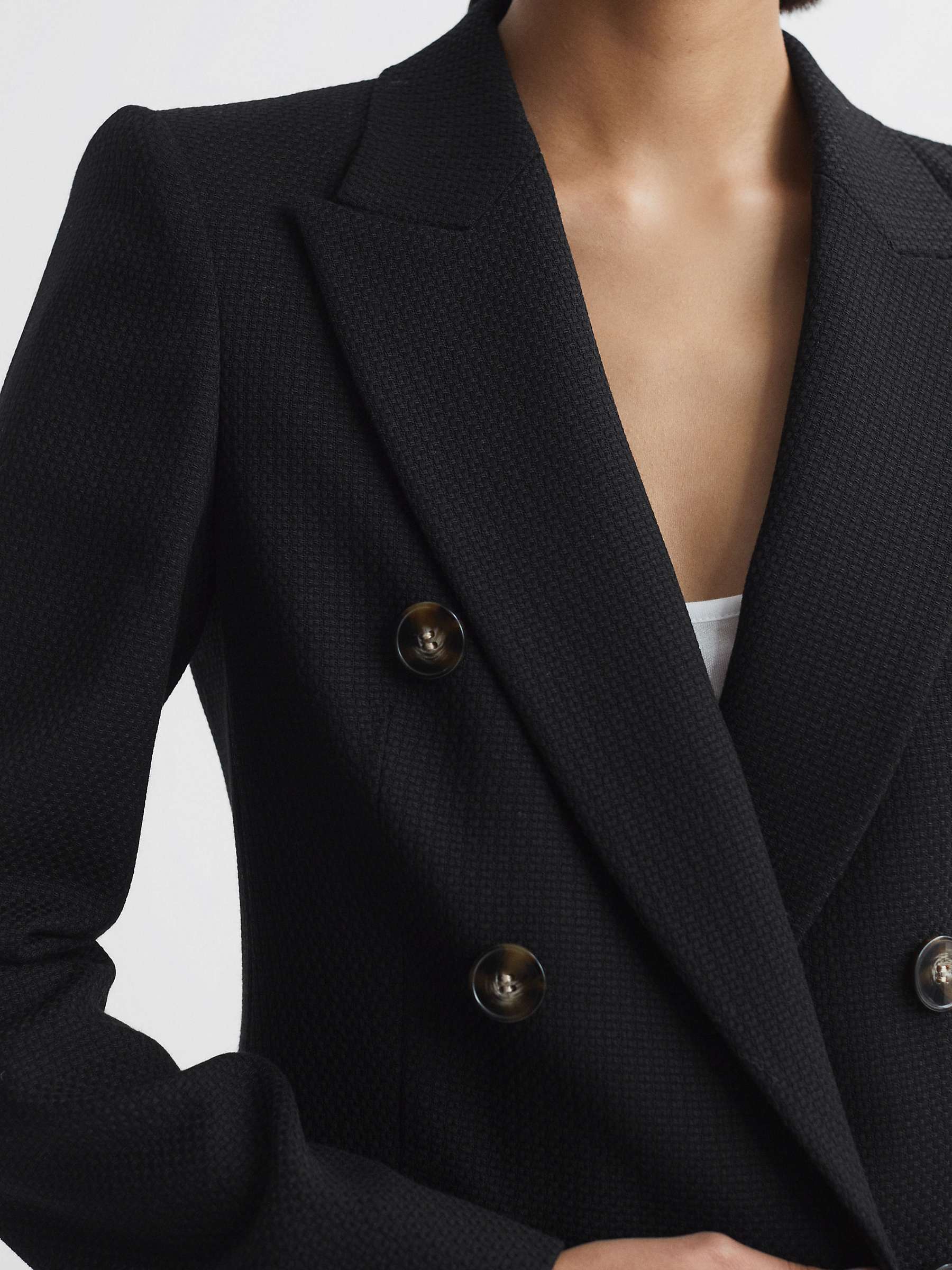 Buy Reiss Petite Lana Double Breasted Tweed Blazer, Black Online at johnlewis.com