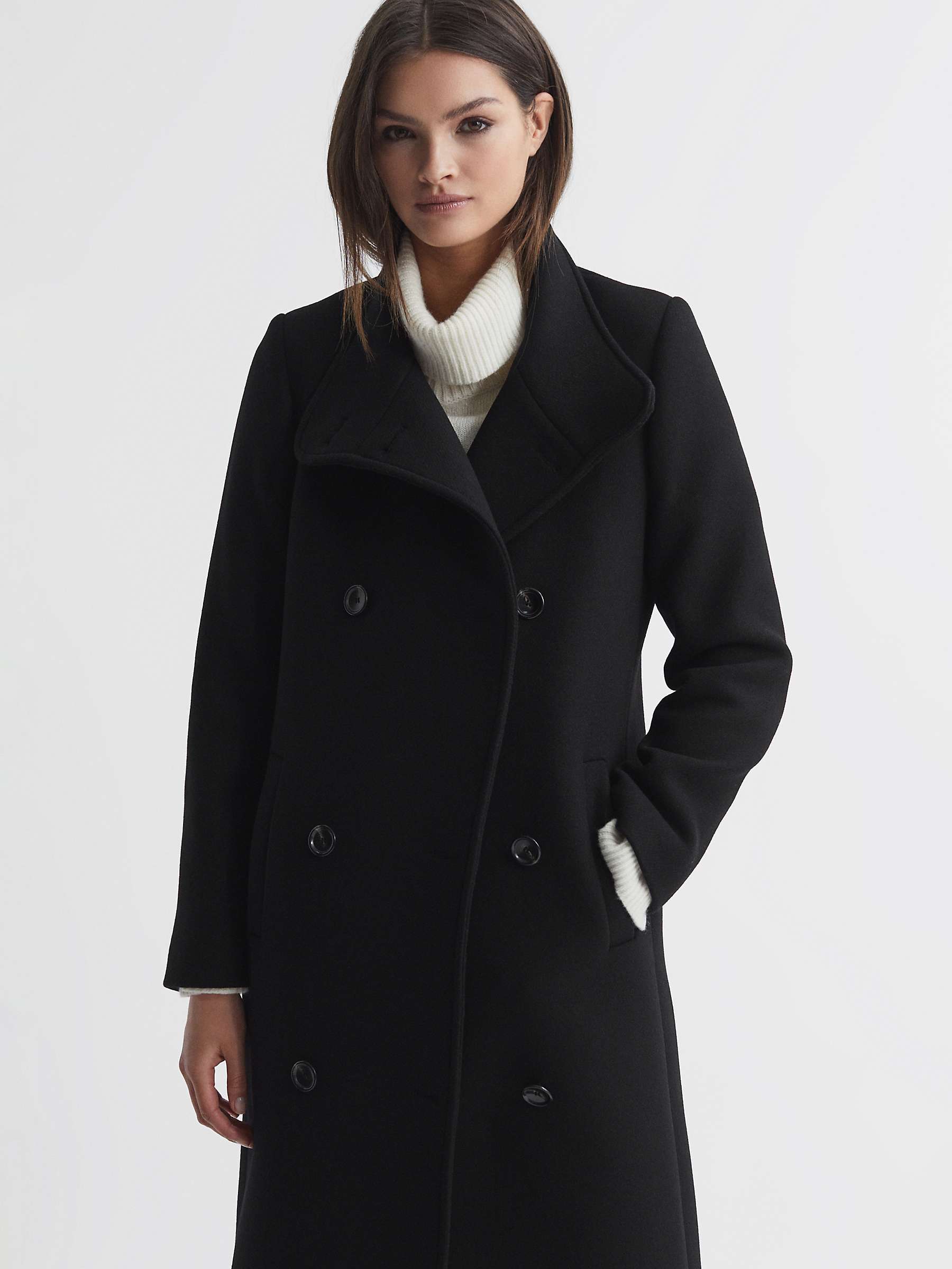 Buy Reiss Petite Blair Wool Blend Coat, Black Online at johnlewis.com