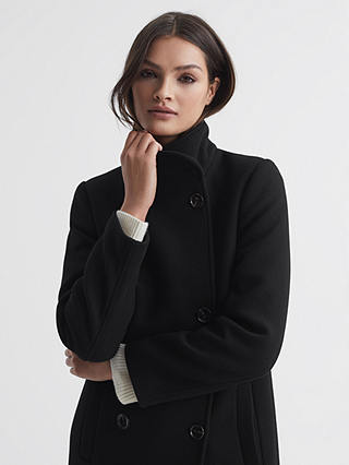 Reiss Petite Blair Wool Blend Coat, Black