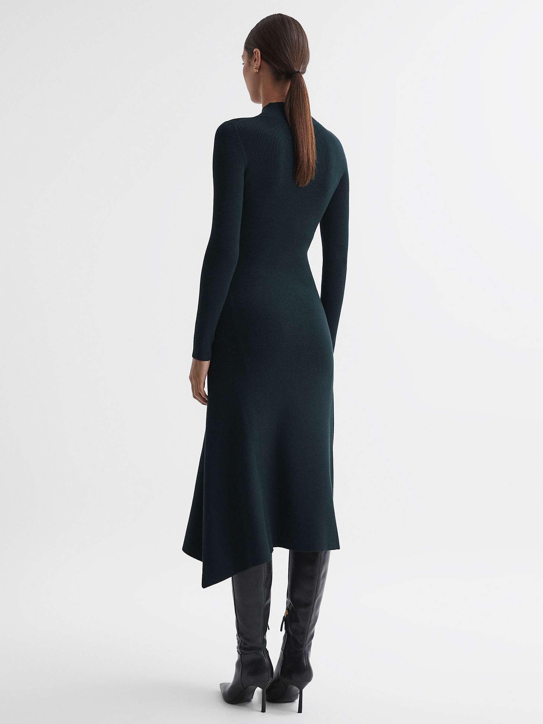 Buy Reiss Petite Chrissy Ribbed Midi Dress, Teal Online at johnlewis.com
