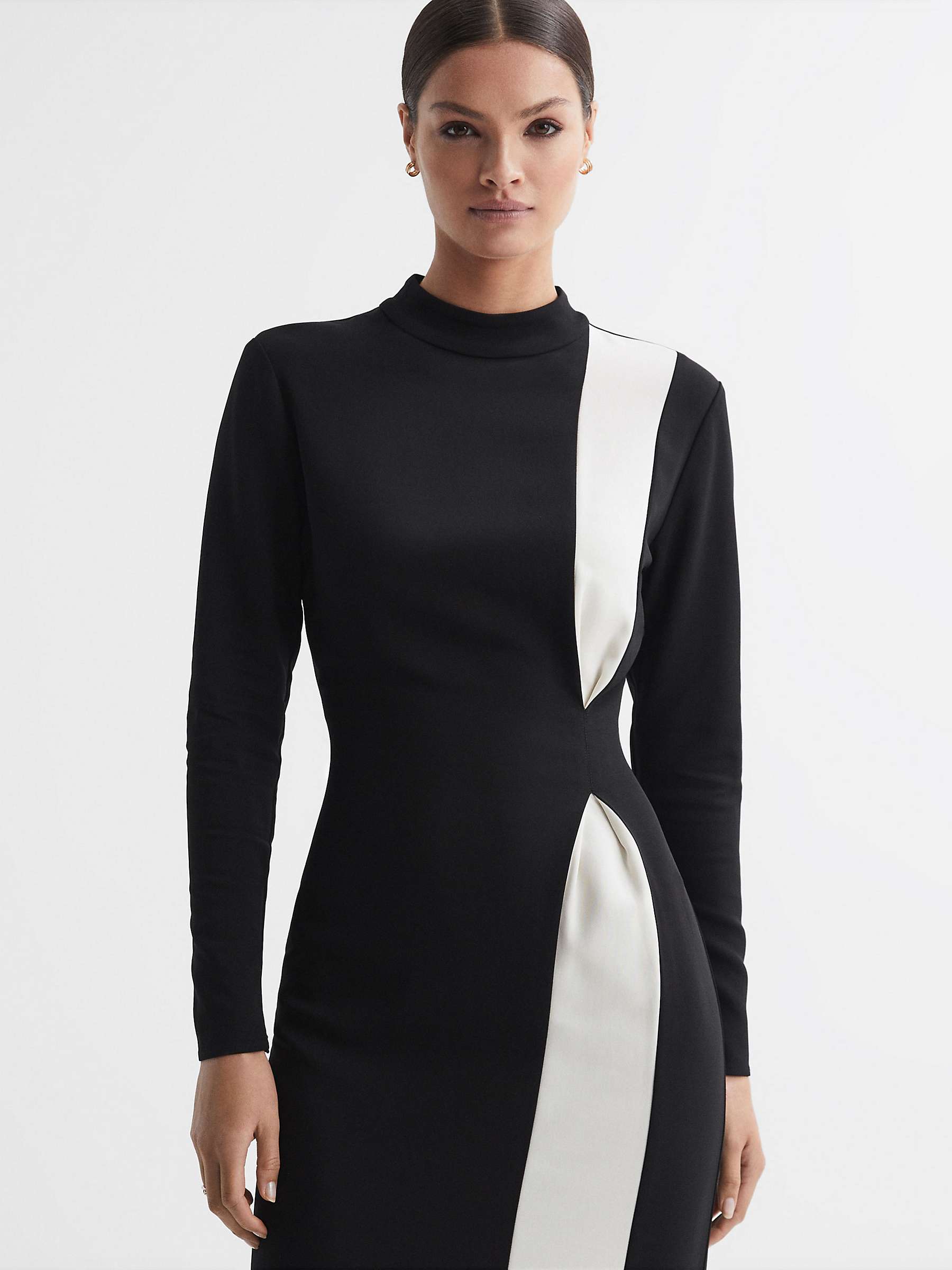 Buy Reiss Petite Millie Colour Block Midi Sheath Dress, Black/White Online at johnlewis.com