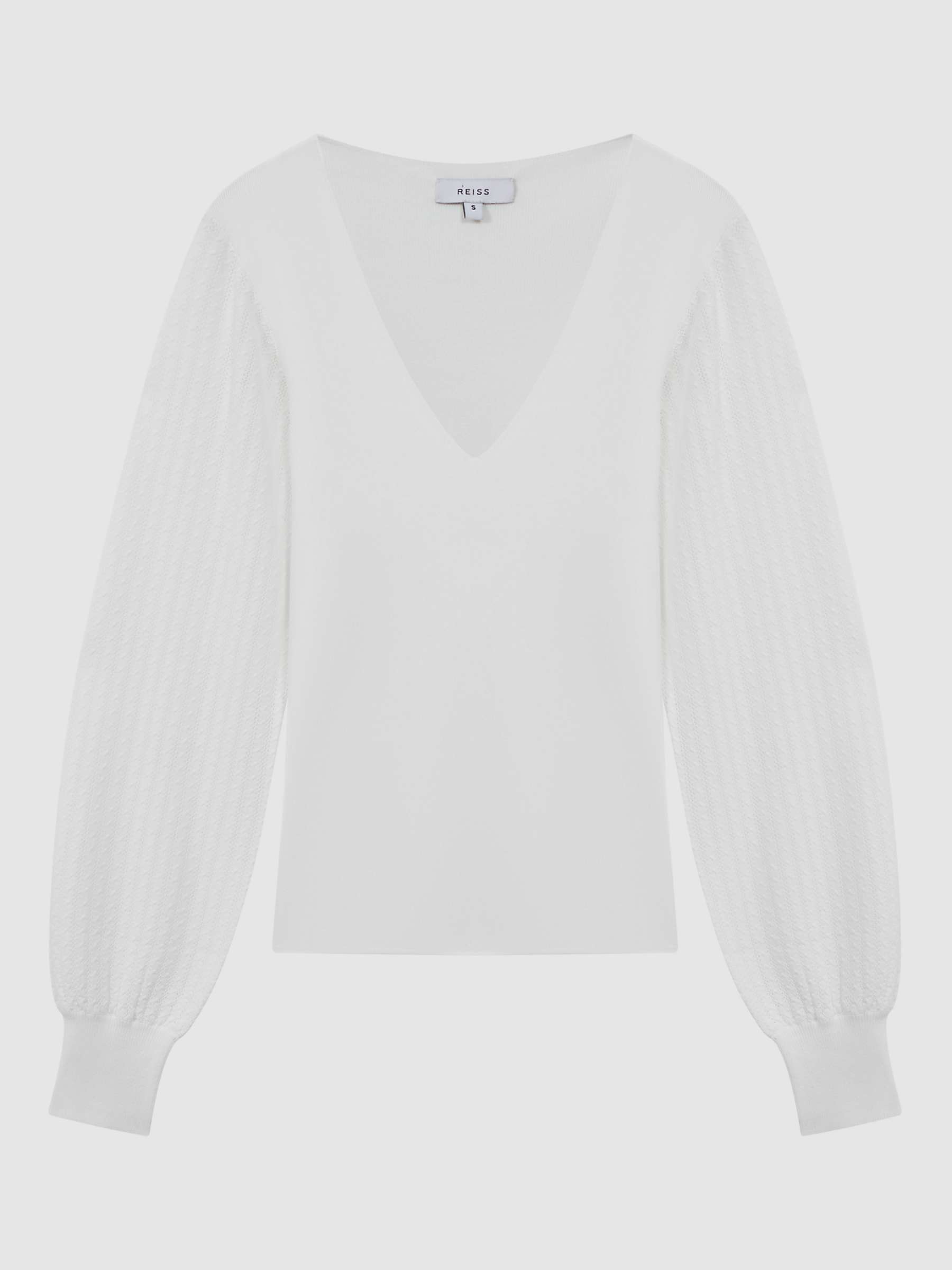 Buy Reiss Lexi Stitch Sleeve Knitted Top, Ivory Online at johnlewis.com