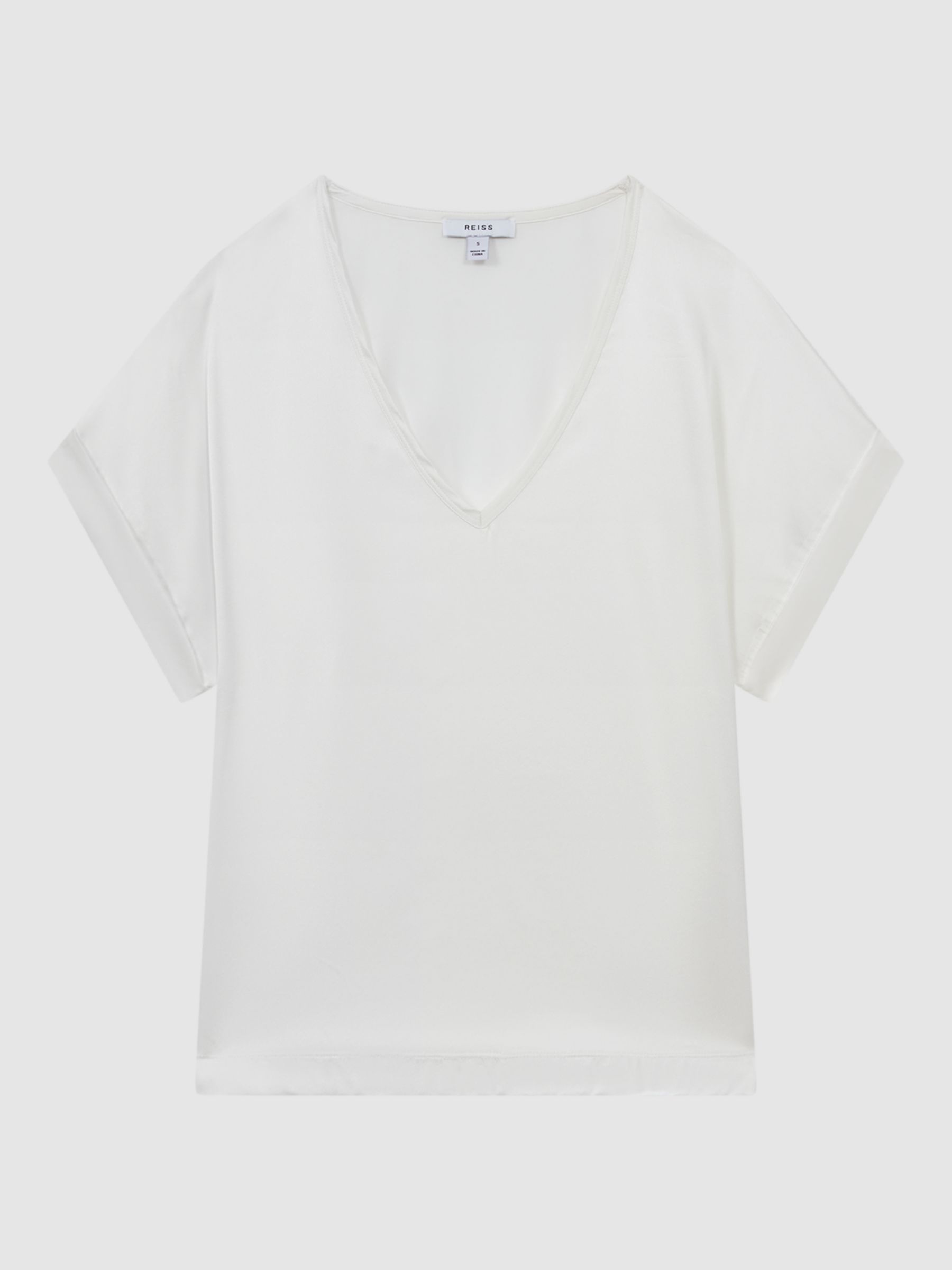 Buy Reiss Natalia V-Neck Silk Front Top, Ivory Online at johnlewis.com