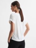 Reiss Natalia V-Neck Silk Front Top, Ivory