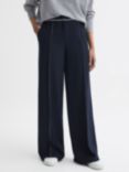 Reiss Petite Oriel Side Stitch Wide Leg Trousers, Navy, Navy