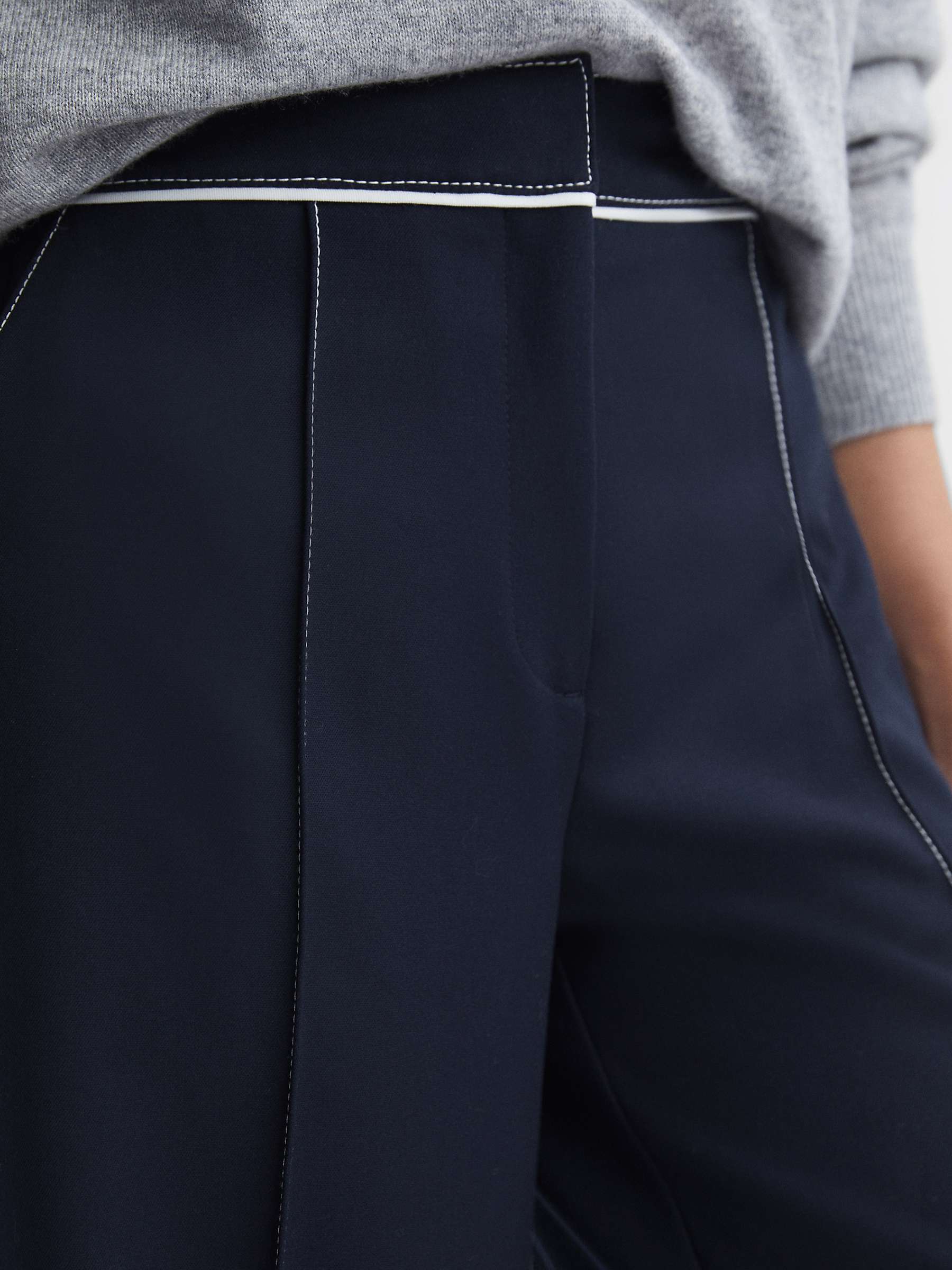Buy Reiss Petite Oriel Side Stitch Wide Leg Trousers, Navy Online at johnlewis.com