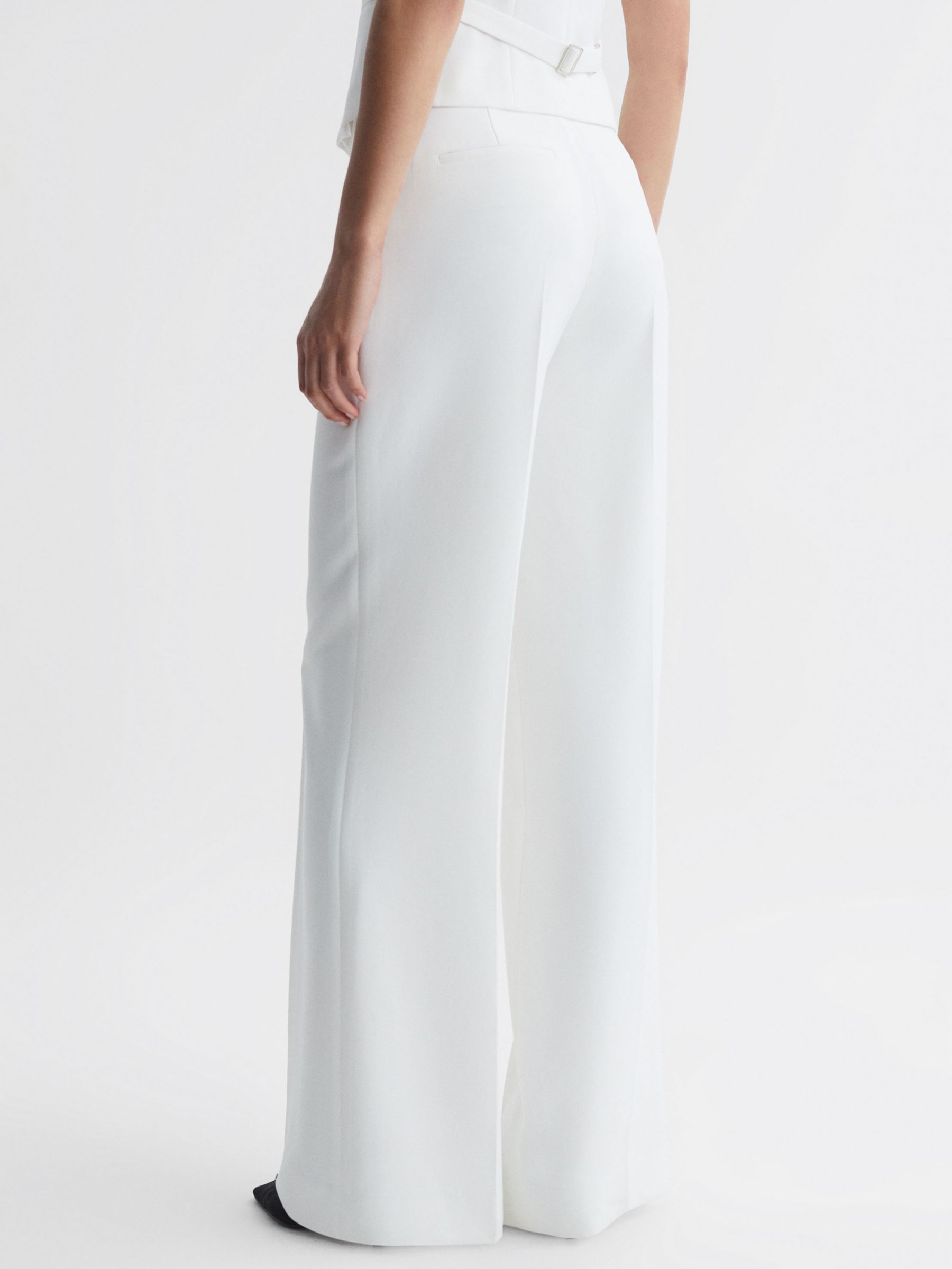 Buy Reiss Petite Sienna Wide Leg Crepe Trousers, White Online at johnlewis.com