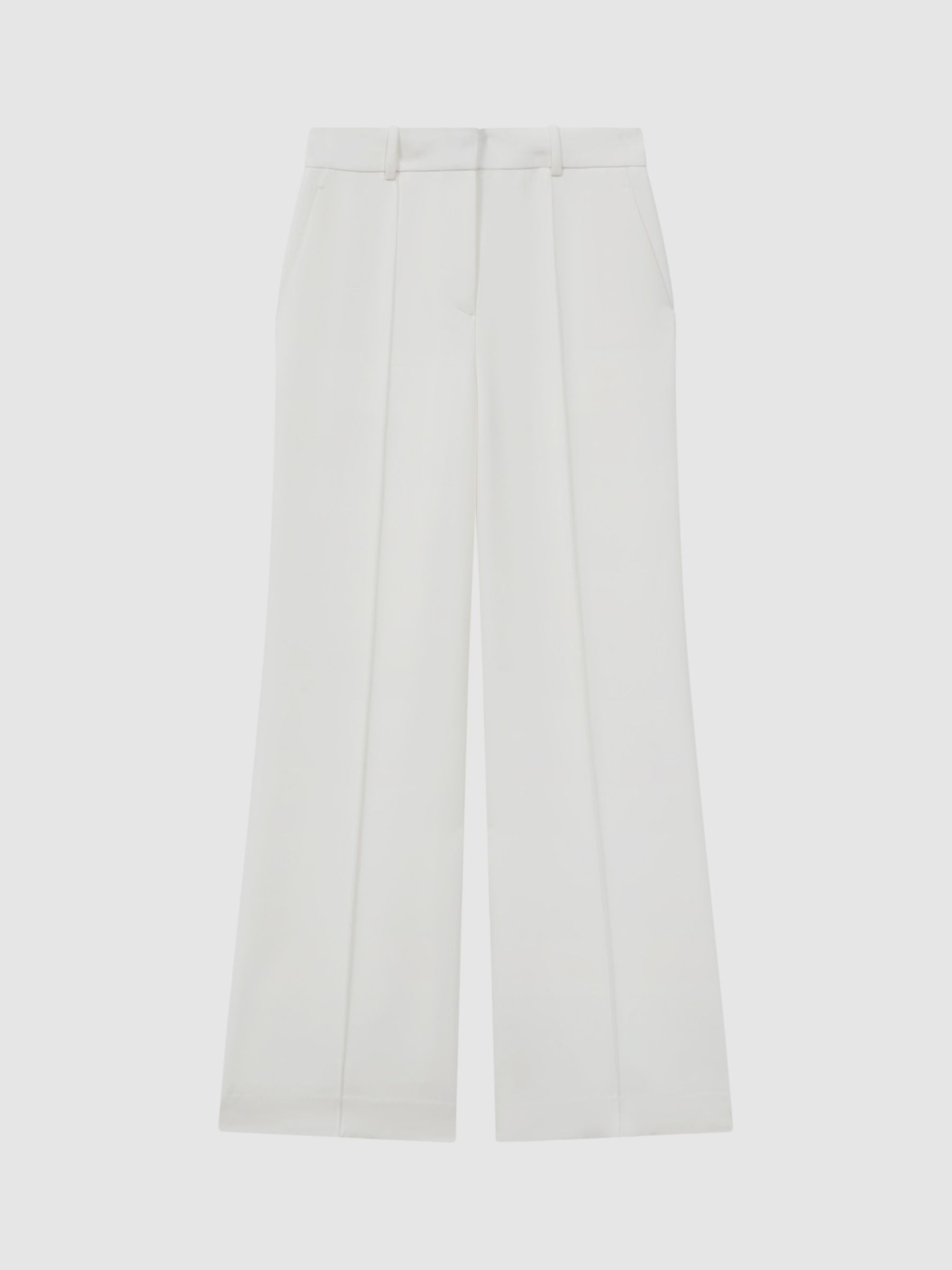 Reiss Petite Sienna Wide Leg Crepe Trousers, White, 6
