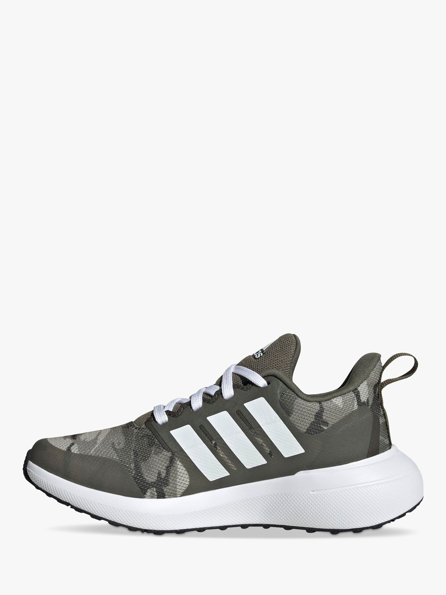 adidas Kids' Fortarun 2.0 Lace Up Camouflage Trainers, Olive/White, 5