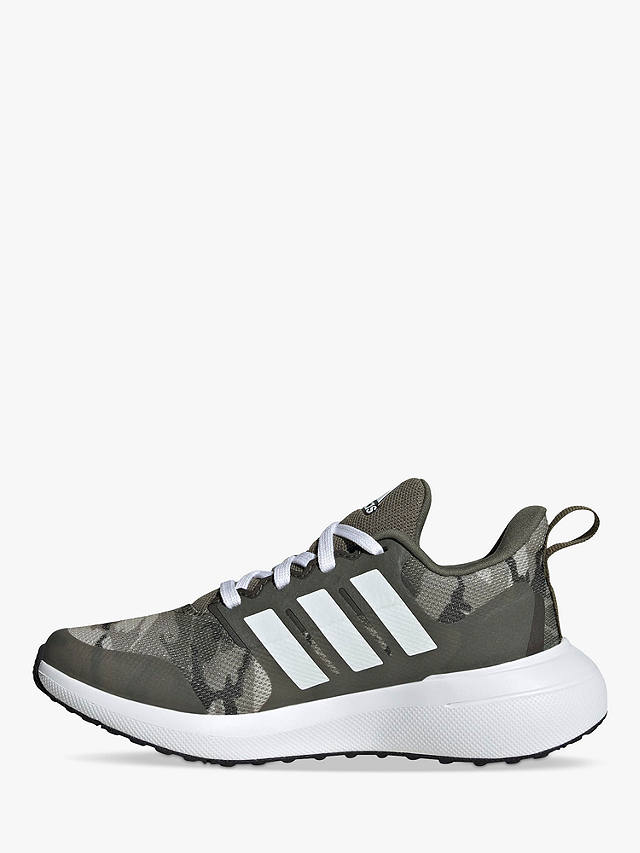 adidas Kids' Fortarun 2.0 Lace Up Camouflage Trainers, Olive/White