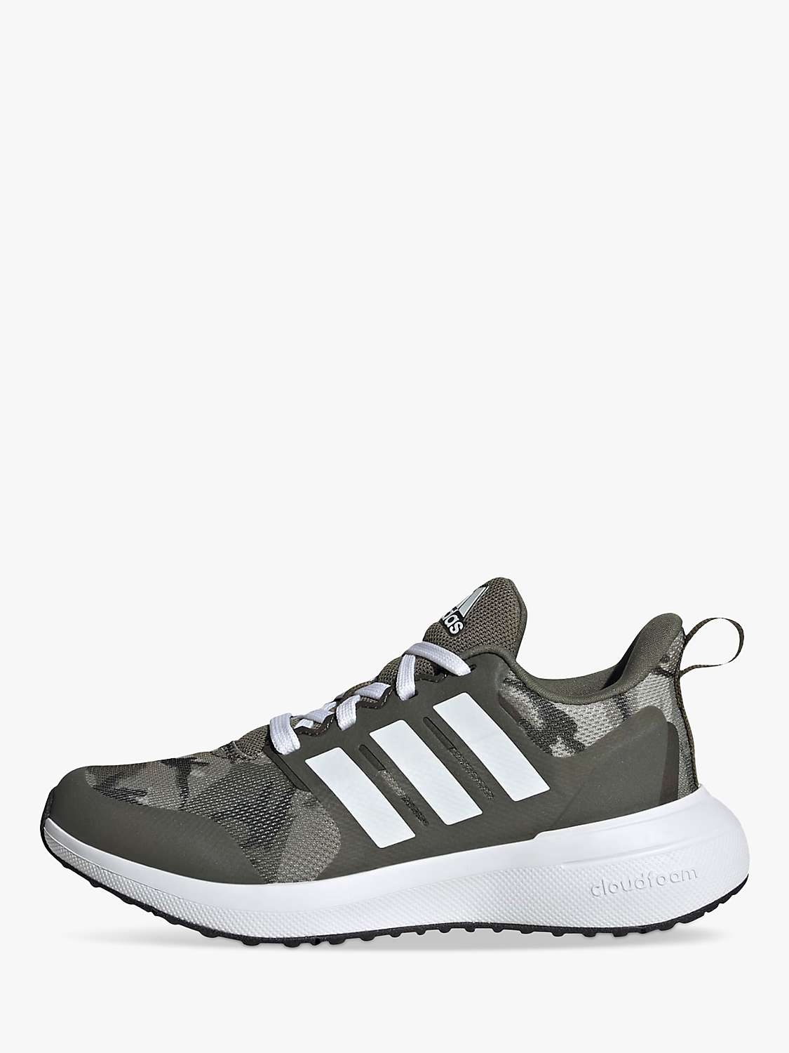 Buy adidas Kids' Fortarun 2.0 Lace Up Camouflage Trainers, Olive/White Online at johnlewis.com