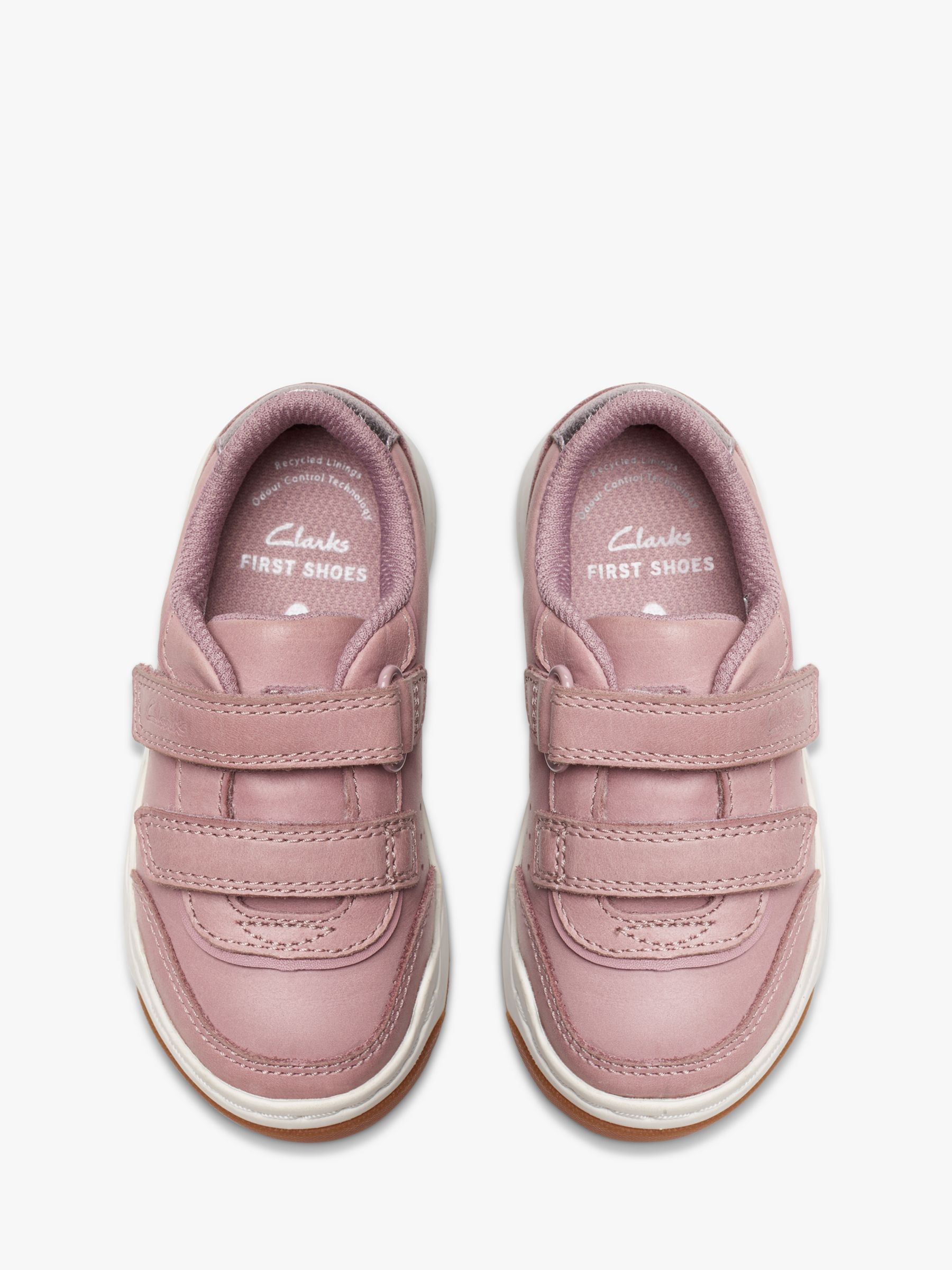 Clarks Kids' Urban Solo Leather Riptape Trainers, Dusty Pink, 4F Jnr
