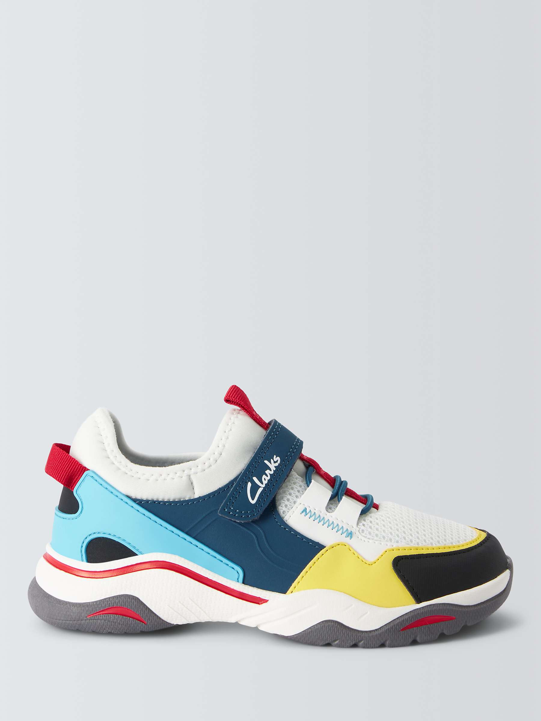 Buy Clarks Kids' Feather Hop Colour Block Trainers, White/Multi Online at johnlewis.com
