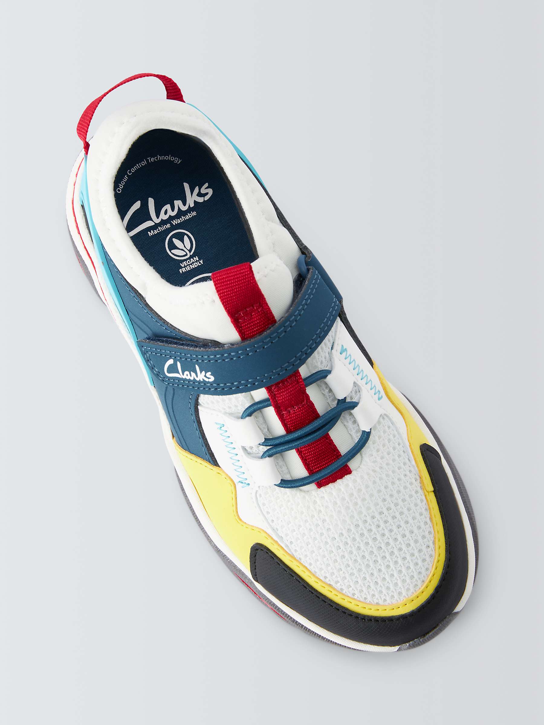 Buy Clarks Kids' Feather Hop Colour Block Trainers, White/Multi Online at johnlewis.com