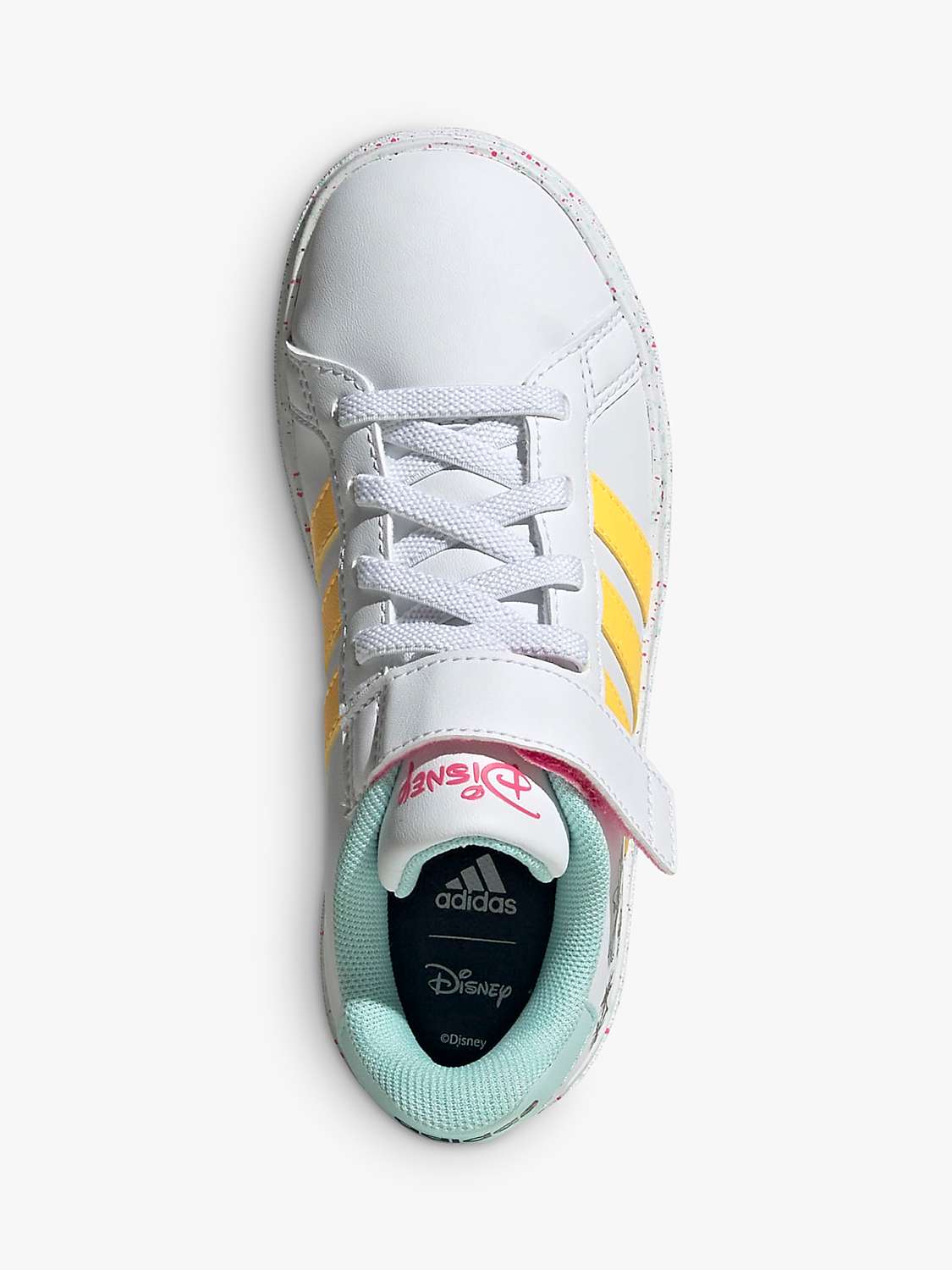 Buy adidas Kids' Grand Court X Disney Minnie Low Cut Trainers, White/Yellow Online at johnlewis.com