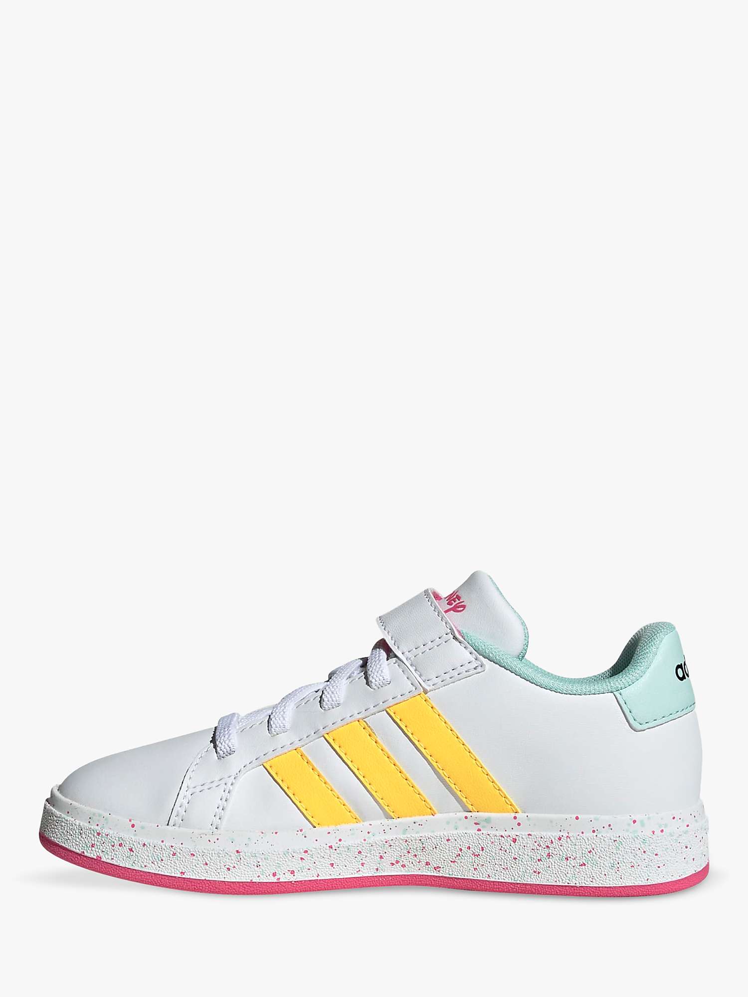 Buy adidas Kids' Grand Court X Disney Minnie Low Cut Trainers, White/Yellow Online at johnlewis.com