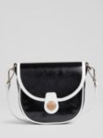L.K.Bennett Dee Crinkle Patent Leather Crossbody Bag, Black/White