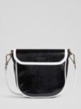 L.K.Bennett Dee Crinkle Patent Leather Crossbody Bag, Black/White