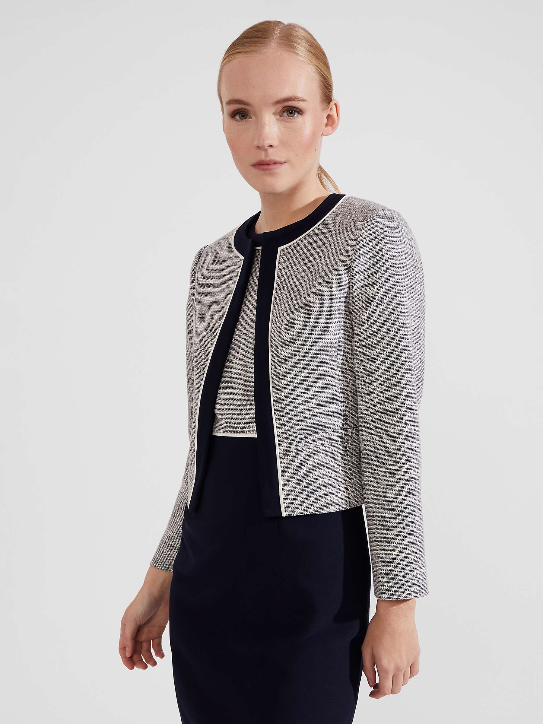 Buy Hobbs Laurie Cropped Blazer, Navy/Ivory Online at johnlewis.com