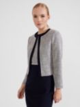 Hobbs Laurie Cropped Blazer, Navy/Ivory