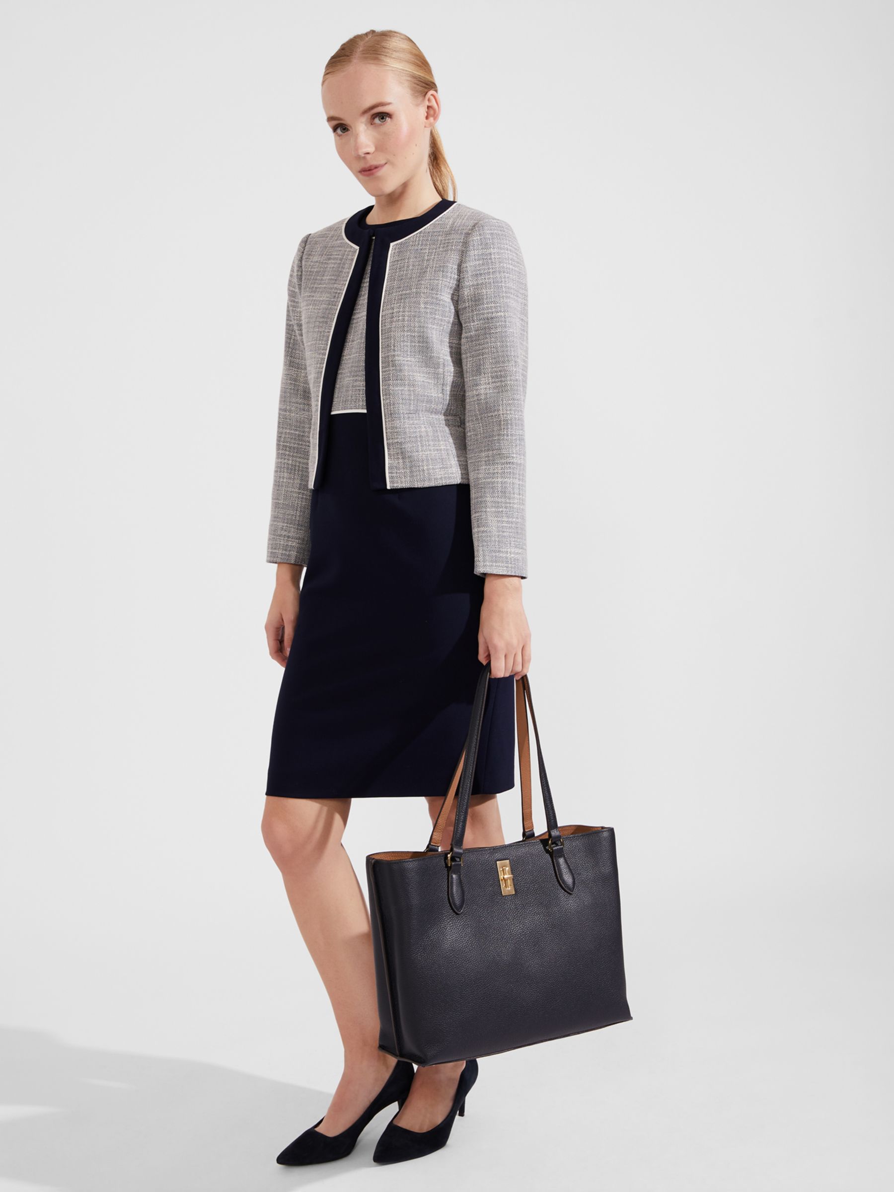 Buy Hobbs Laurie Cropped Blazer, Navy/Ivory Online at johnlewis.com