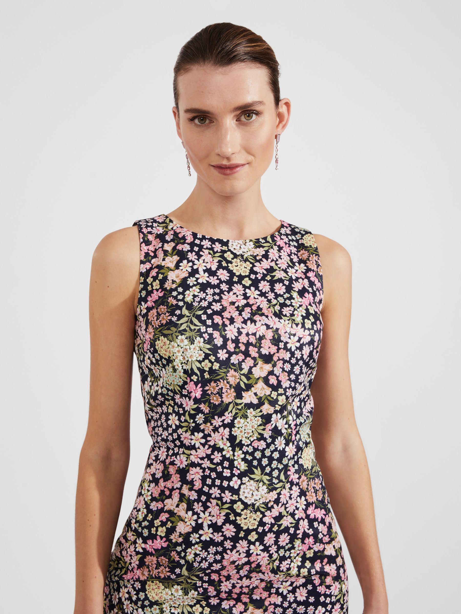 Hobbs Moira Floral Dress, Navy/Multi at John Lewis & Partners