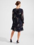 Hobbs Frances Flippy Hem Dress, Navy/Multi, Navy/Multi