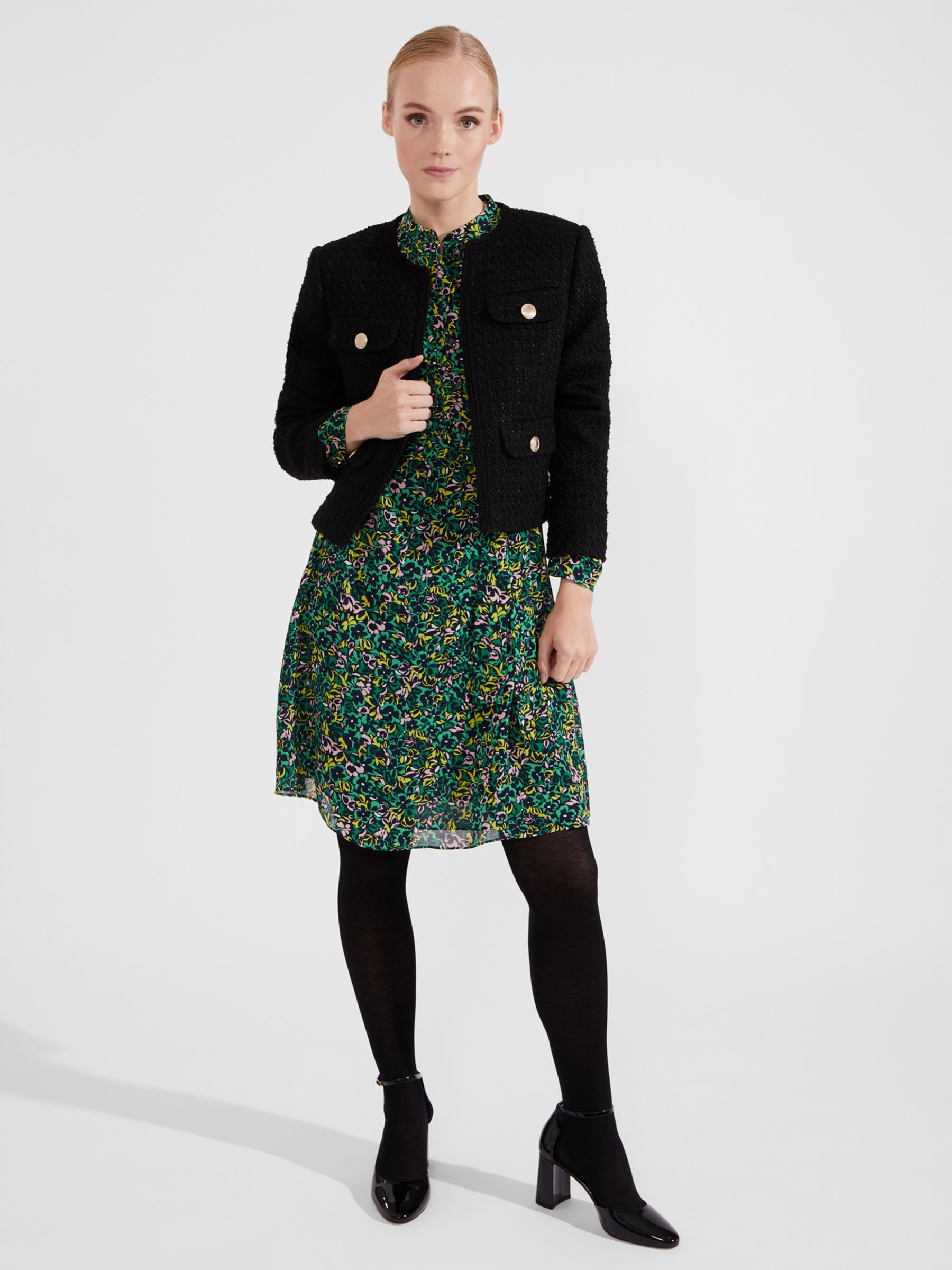 Buy Hobbs Taylor Recycled Knee Length Dress, Green/Multi Online at johnlewis.com