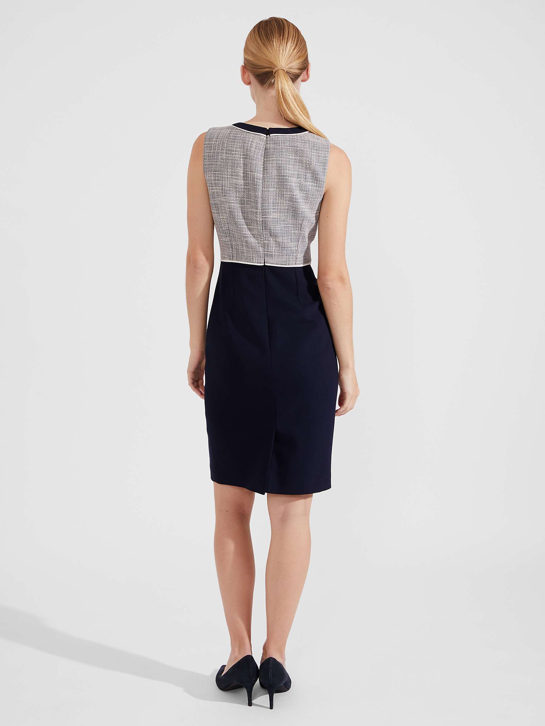 Buy Hobbs Laurie Check Knee Length Dress, Navy/Ivory Online at johnlewis.com