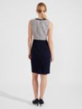 Hobbs Laurie Check Knee Length Dress, Navy/Ivory
