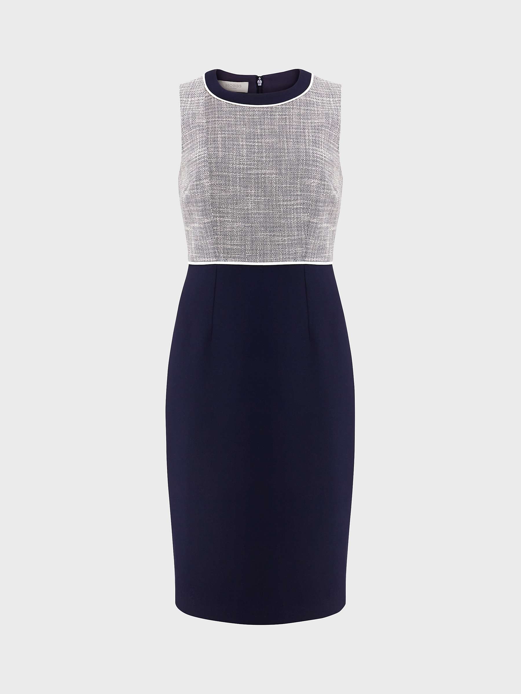 Buy Hobbs Laurie Check Knee Length Dress, Navy/Ivory Online at johnlewis.com