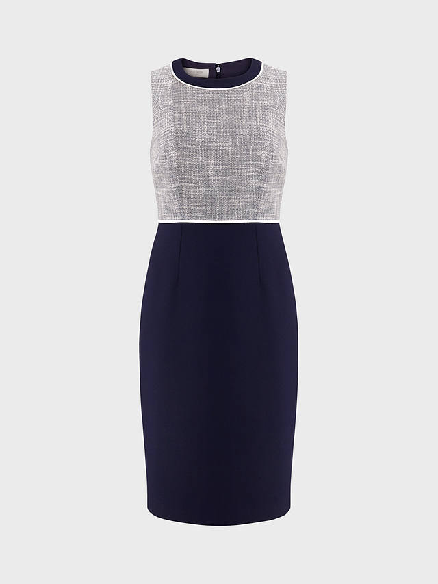 Hobbs Laurie Check Knee Length Dress, Navy/Ivory
