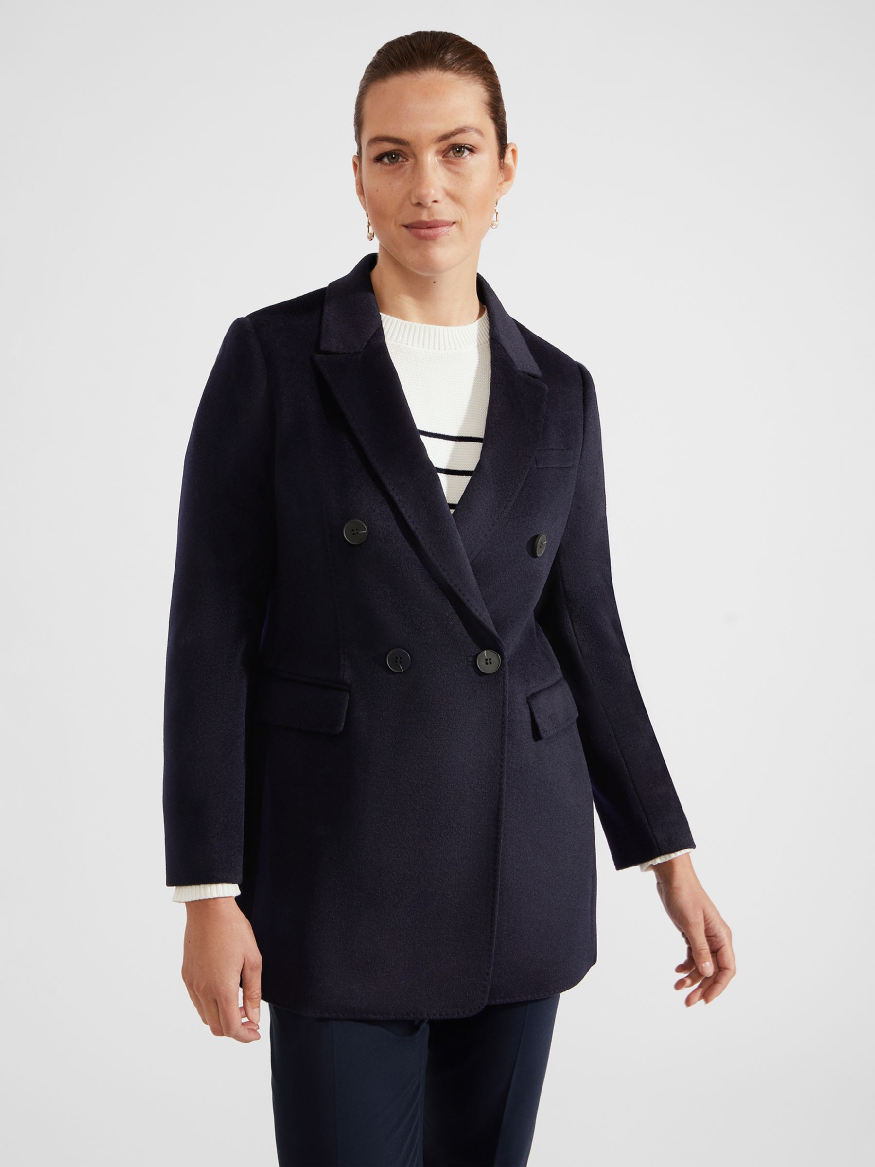 Hobbs Skye Wool Blend Coat, Navy at John Lewis & Partners