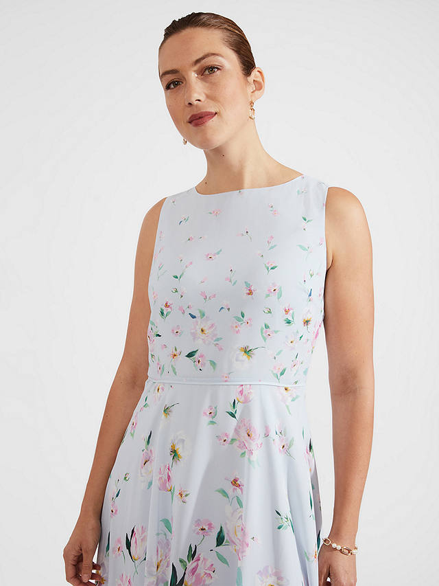 Hobbs Carly Midi Dress, Light Blue/Multi