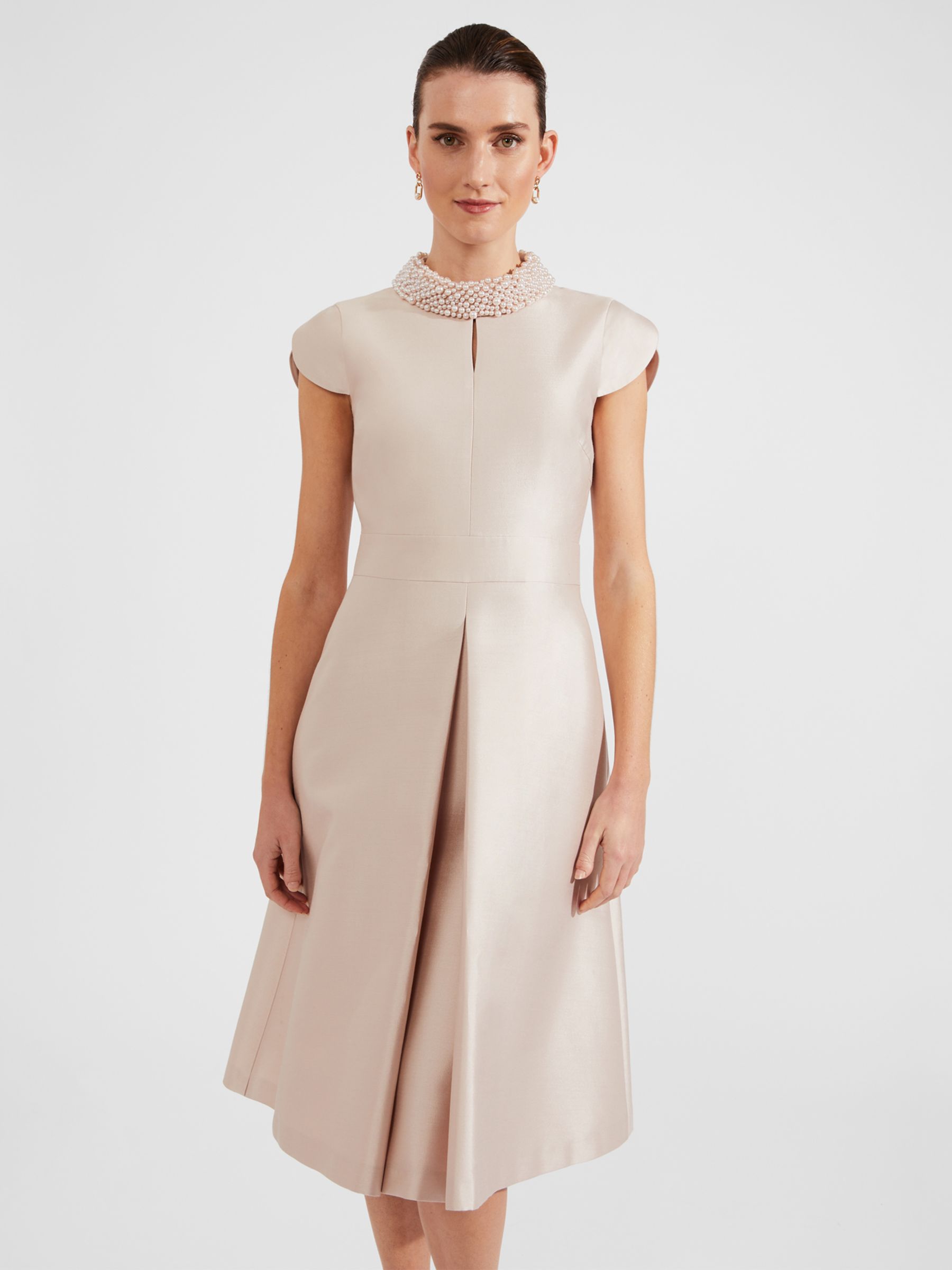 Buy Hobbs Marcella Silk Blend Beaded Dress, Oyster Online at johnlewis.com