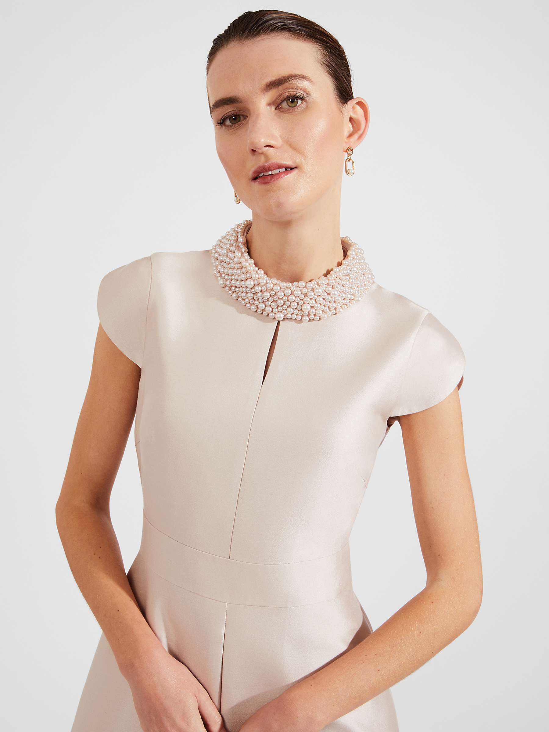 Buy Hobbs Marcella Silk Blend Beaded Dress, Oyster Online at johnlewis.com