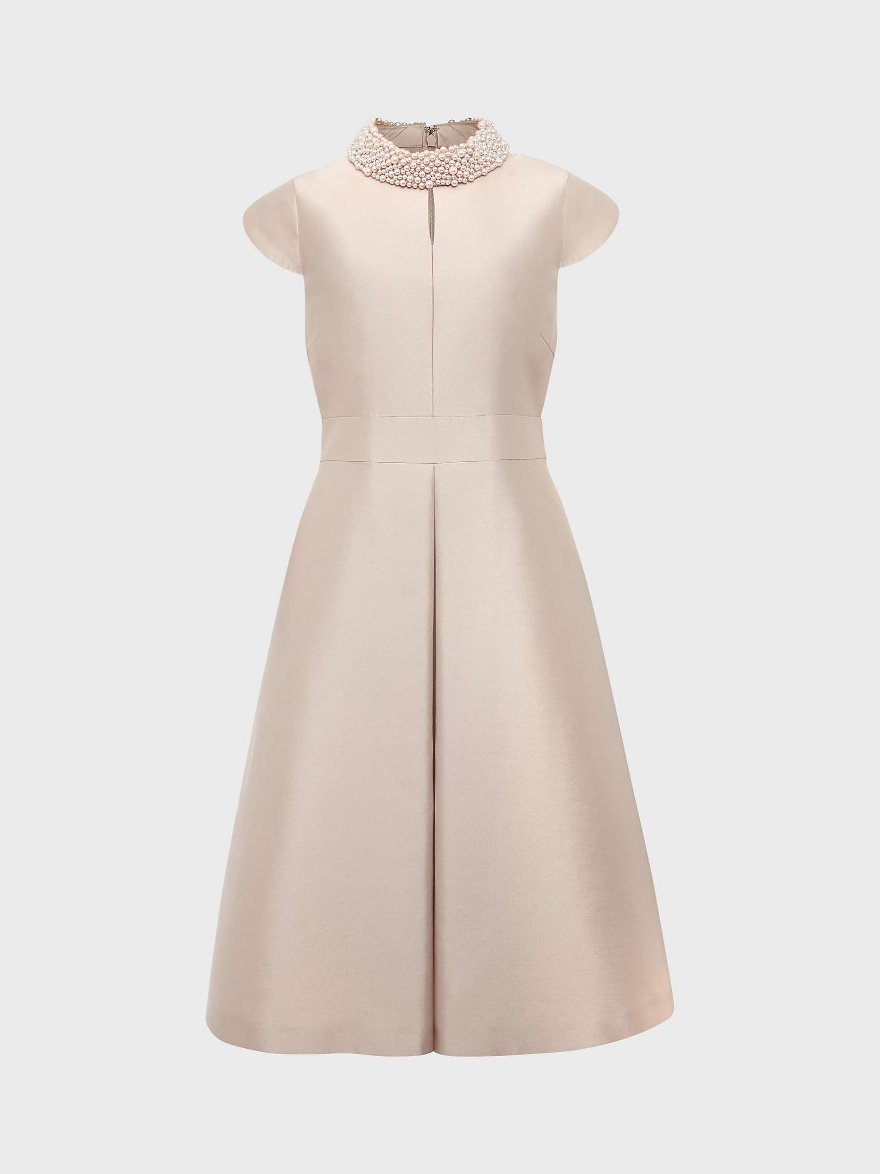 Buy Hobbs Marcella Silk Blend Beaded Dress, Oyster Online at johnlewis.com