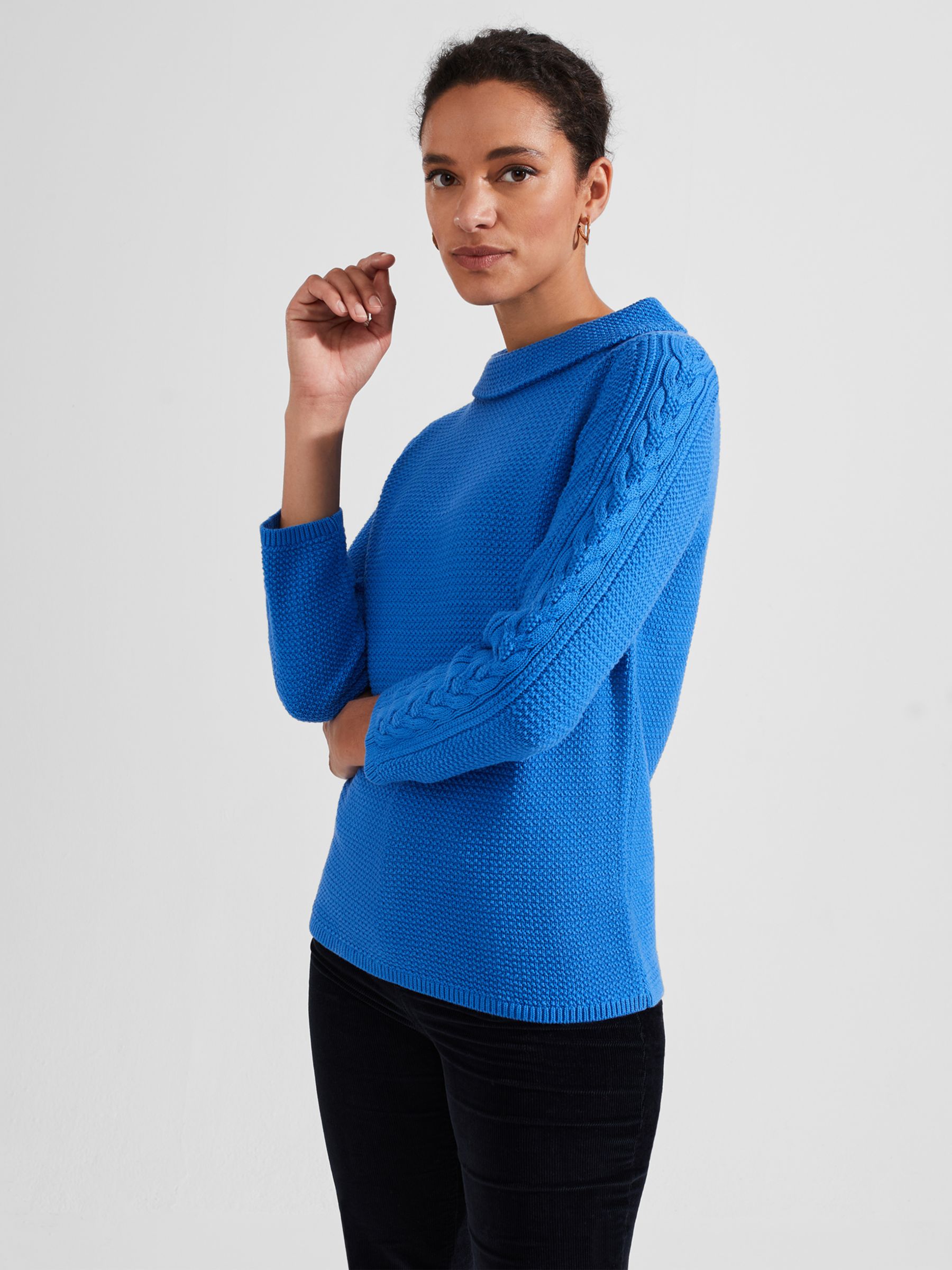 Buy Hobbs Camilla Cable Jumper, Blue Online at johnlewis.com