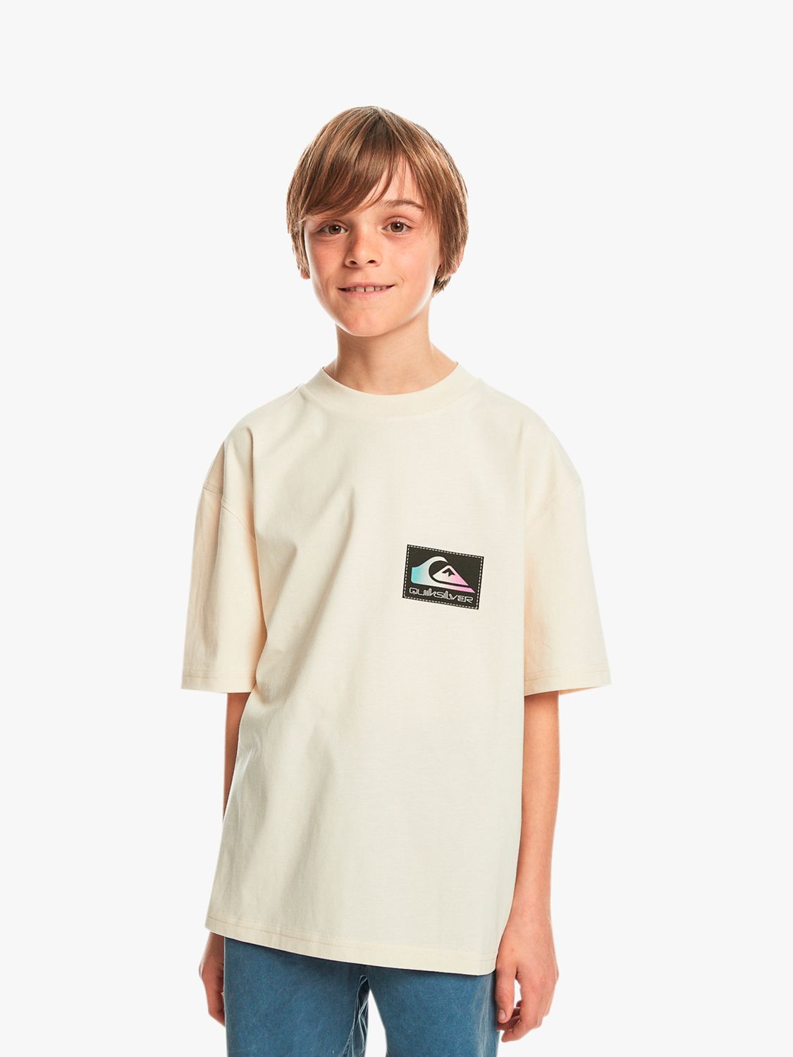 Quiksilver Kids' Logo Back Flash Graphic Short Sleeve T-Shirt, Birch, 14 years