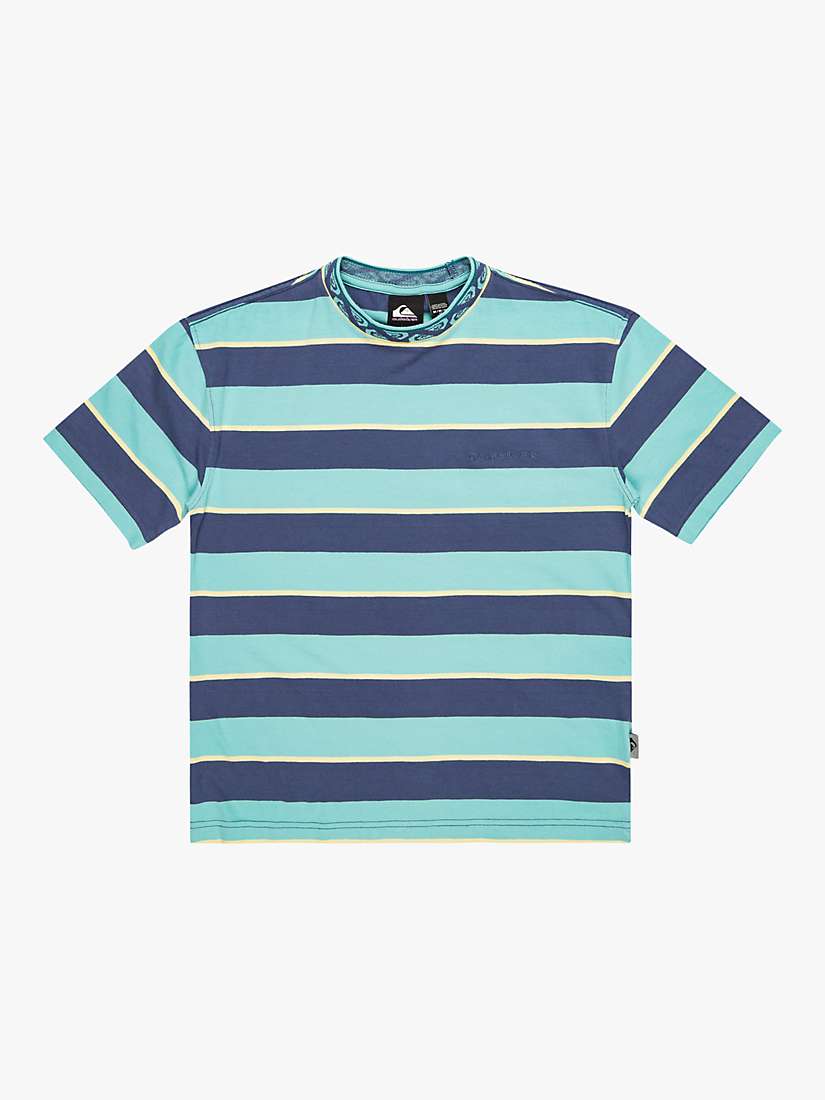Buy Quiksilver Kids' Logo Jacquard Rib Collar Stripe Short Sleeve T-Shirt, Crown Blue Online at johnlewis.com